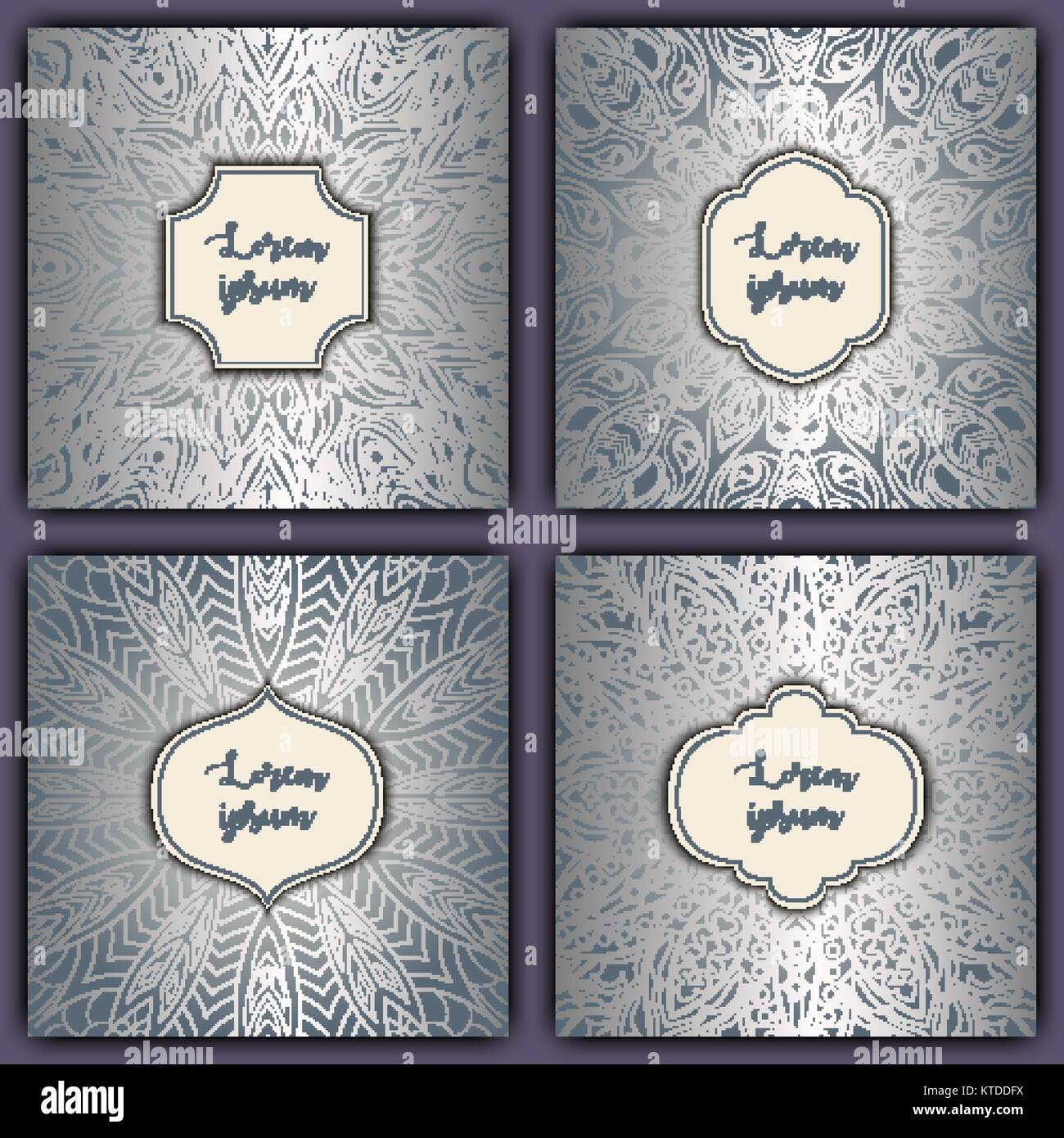 Jeu de cartes de base du mandala. Luxe Vintage éléments lumineux. Vector retro décoratifs invitation carte de vœux ou design. Illustration de Vecteur