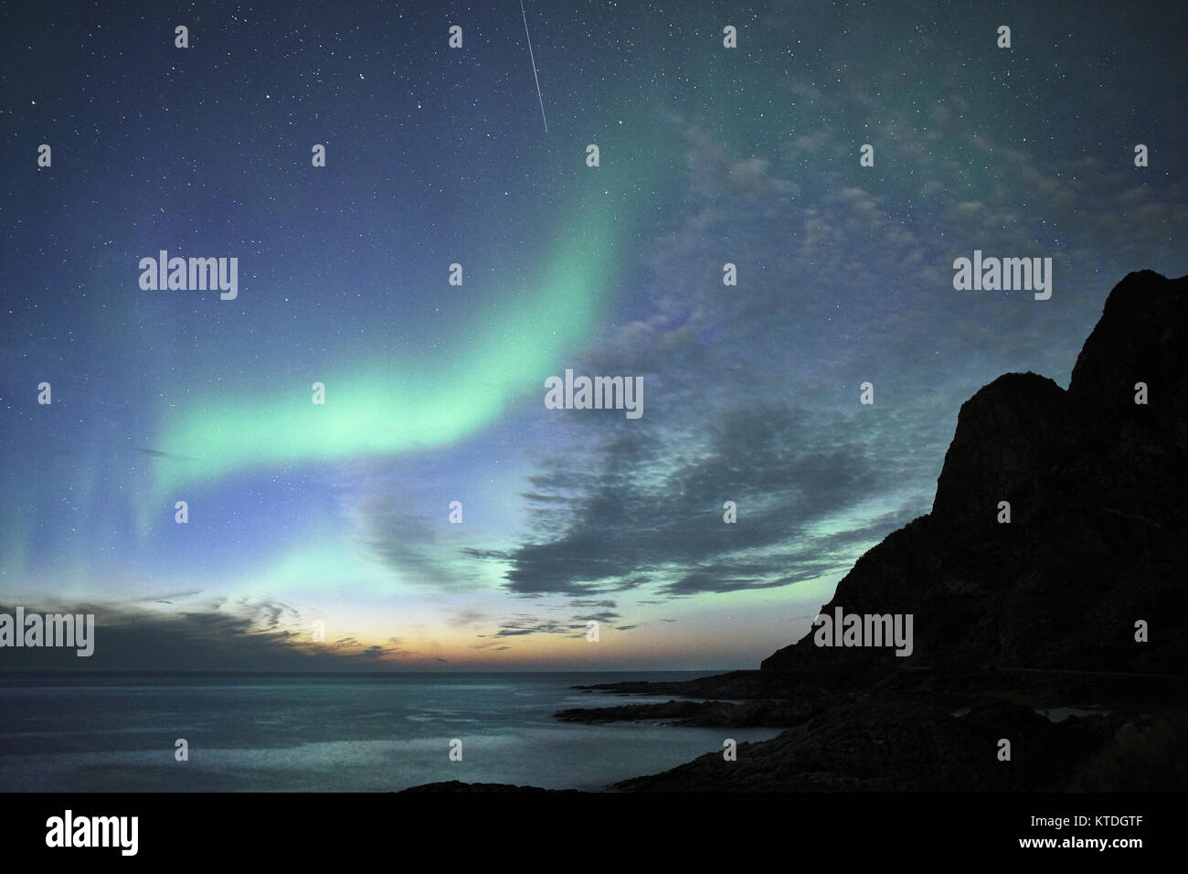 Aurora Borealis, Northern Lights de Noss, Andoya, Andoy, Nordland, Norvège Banque D'Images