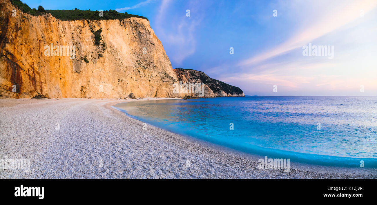 Belle plage de Porto Katsiki, Lefkada island, Grèce. Banque D'Images