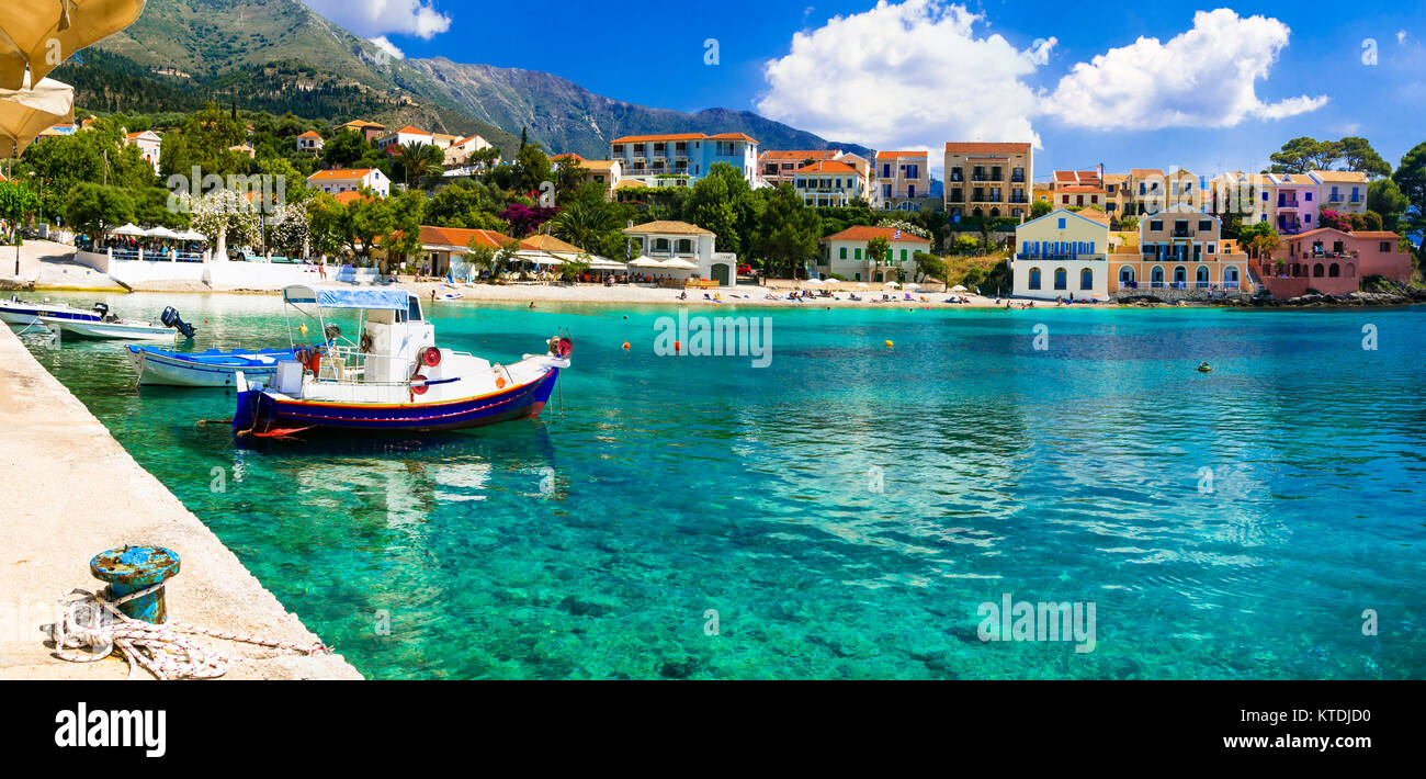 Assos,village traditionnel de l'île de Céphalonie, Grèce. Banque D'Images