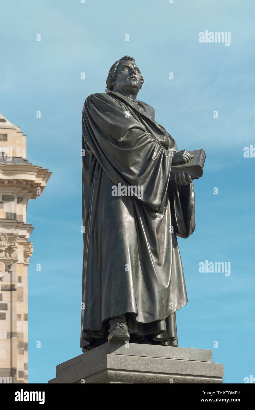 Martin Luther-Denkmal vor der Frauenkirche, Luther und wirkte 1516 1518 à Dresden, Dresde, Saxe, Allemagne Banque D'Images