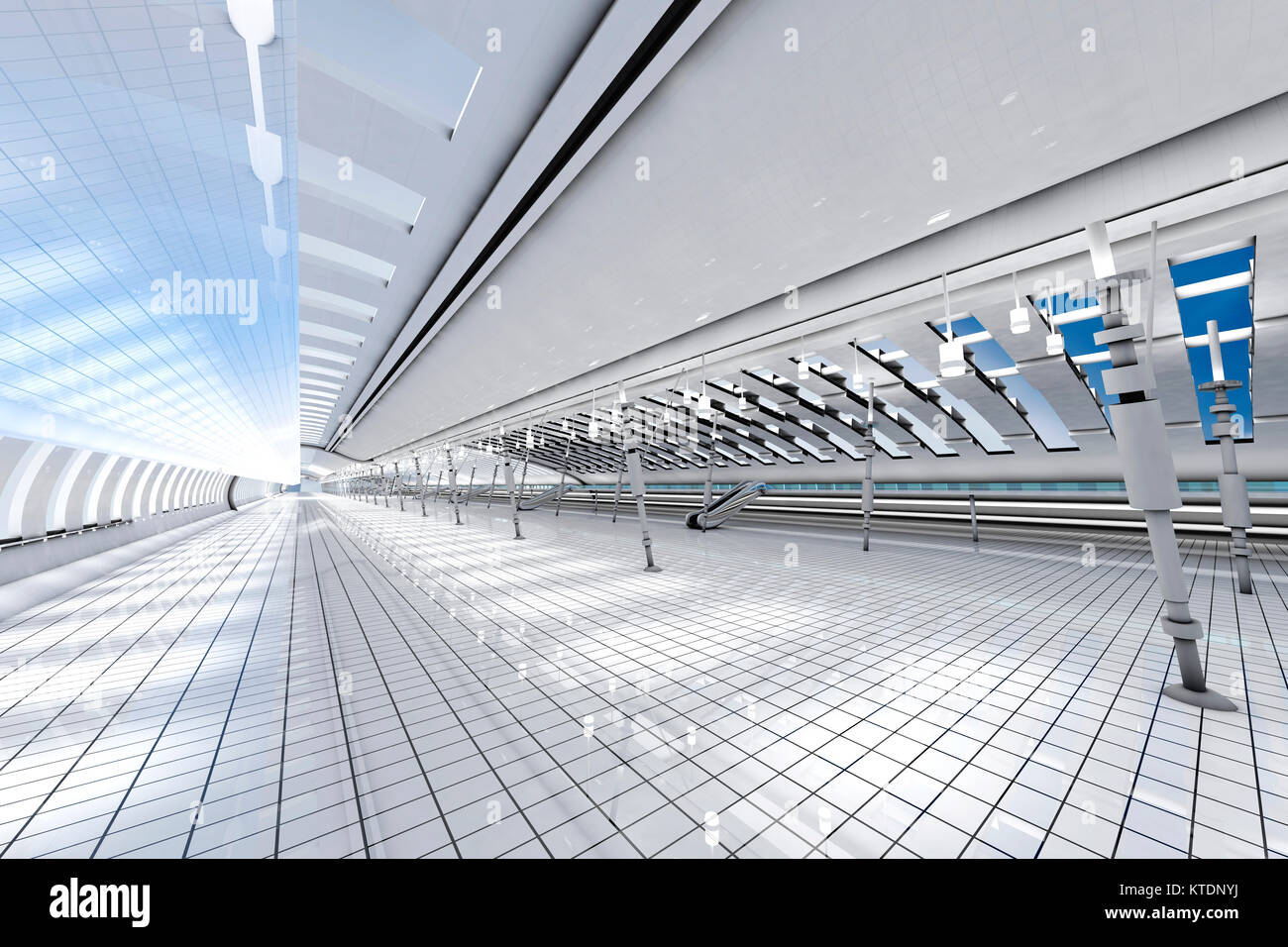Illustration en rendu 3D, l'Architecture visualisation d'un intérieur futuriste Banque D'Images