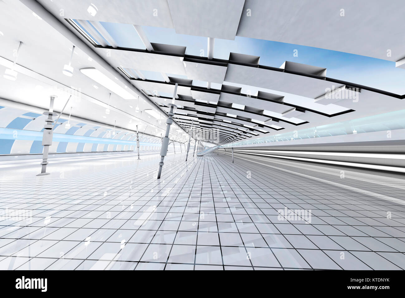 Illustration en rendu 3D, l'Architecture visualisation d'un intérieur futuriste Banque D'Images