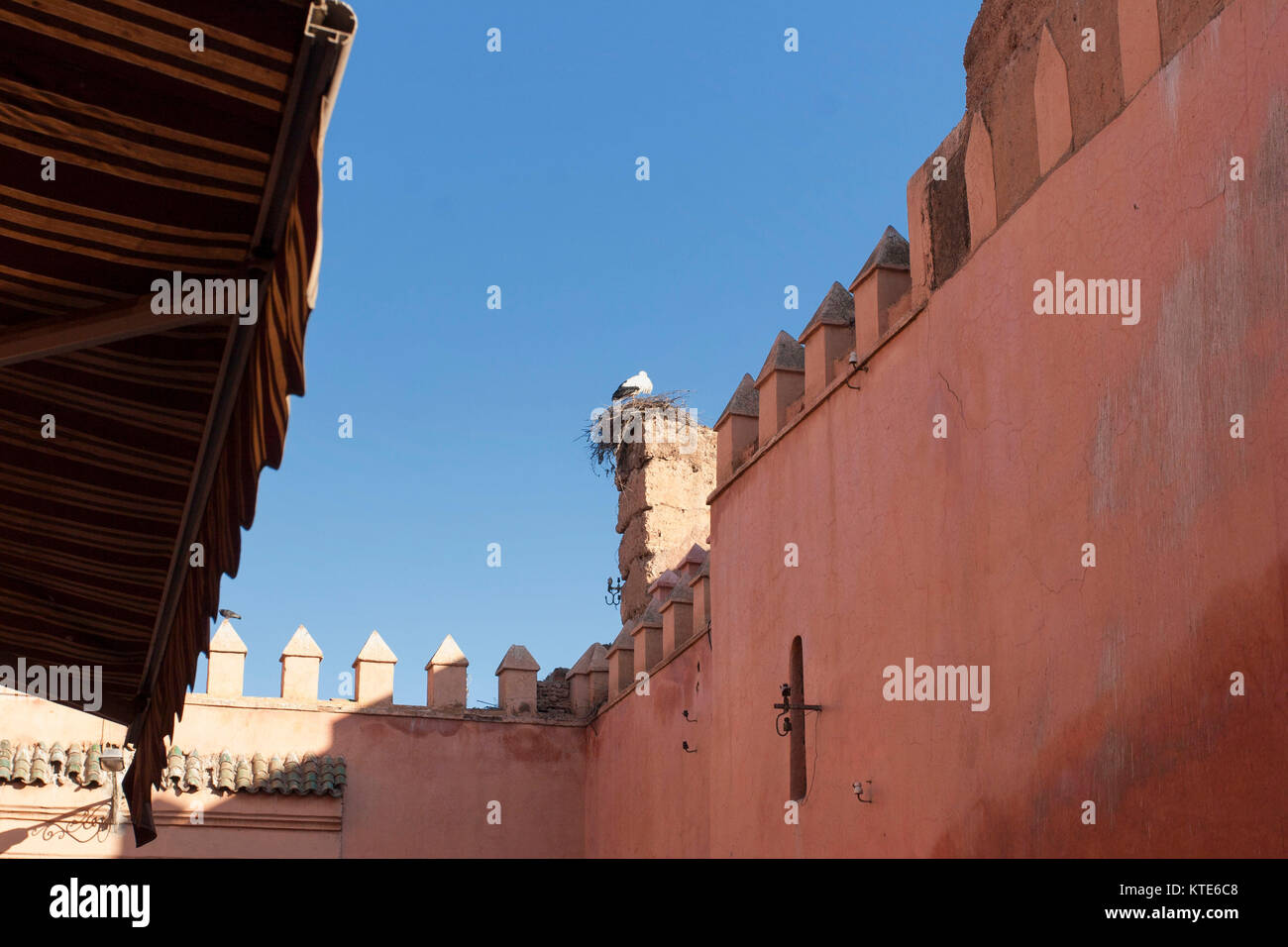 Ville fortifiée de Marrakech, Marrakech, Maroc rempart Banque D'Images
