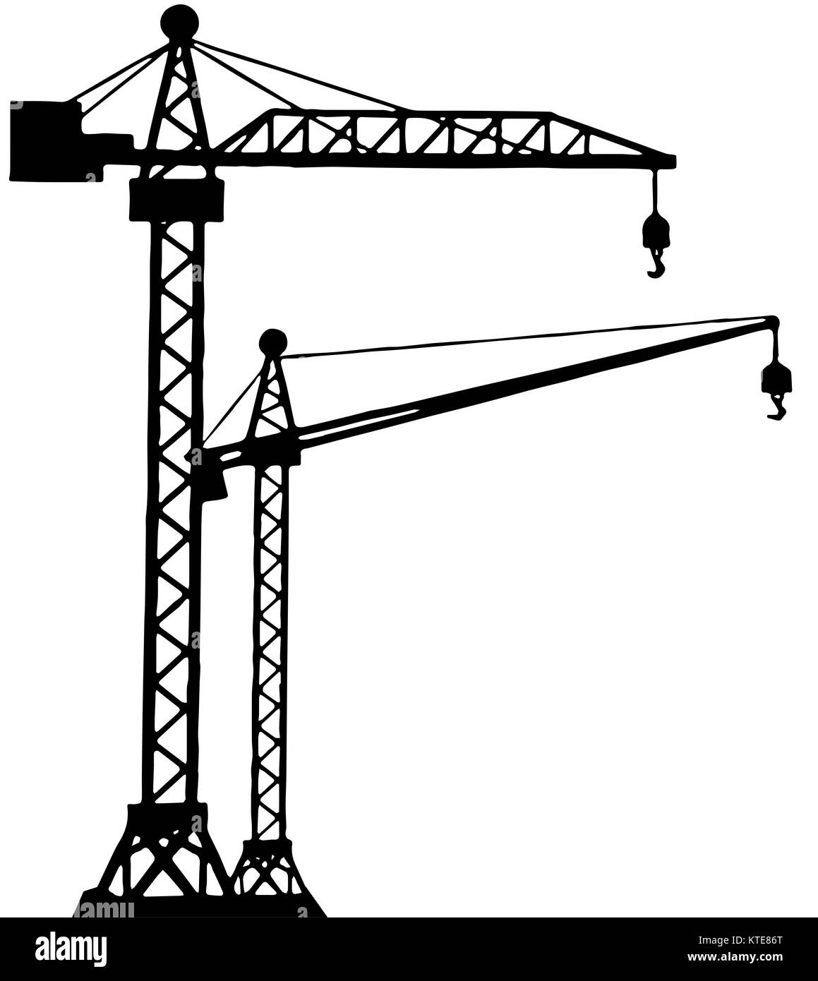 L'équipement de construction et de grue à tour de frein de treuil. Banque D'Images