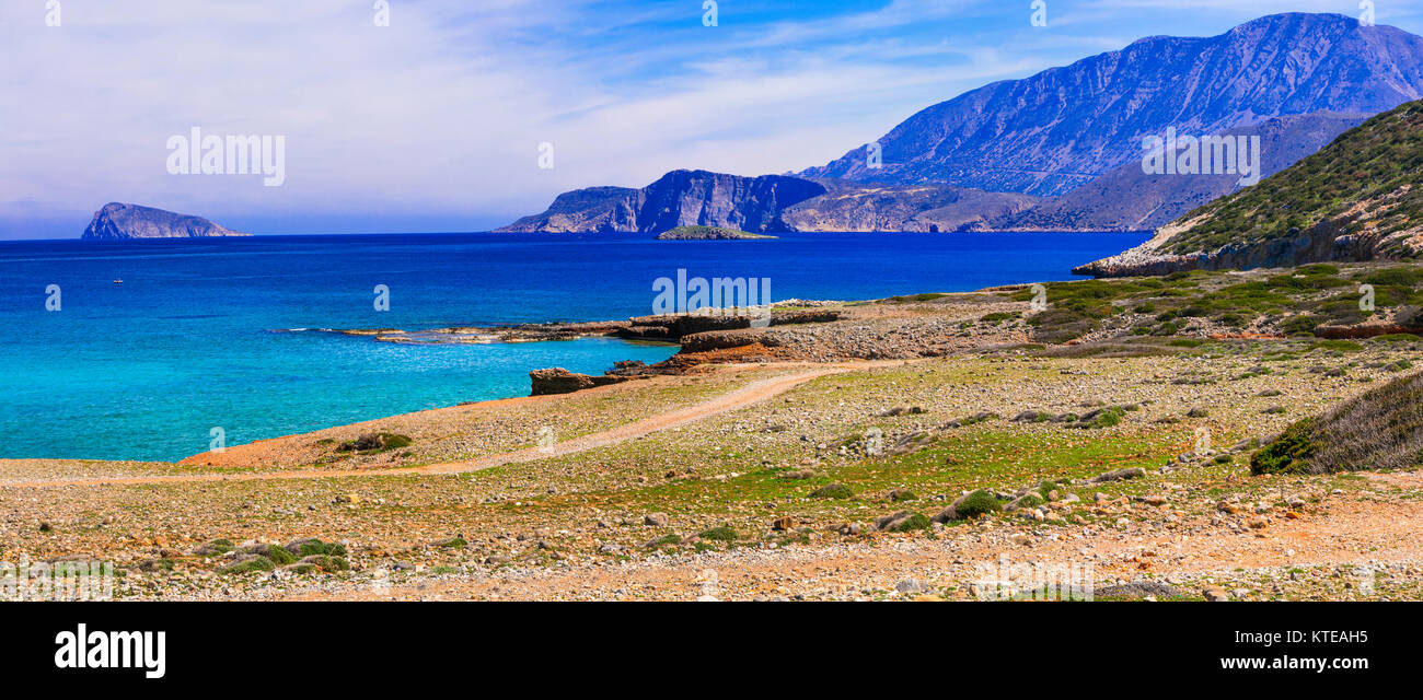 Belle plage de l'île de Crète,vue panoramique,Grèce. Banque D'Images