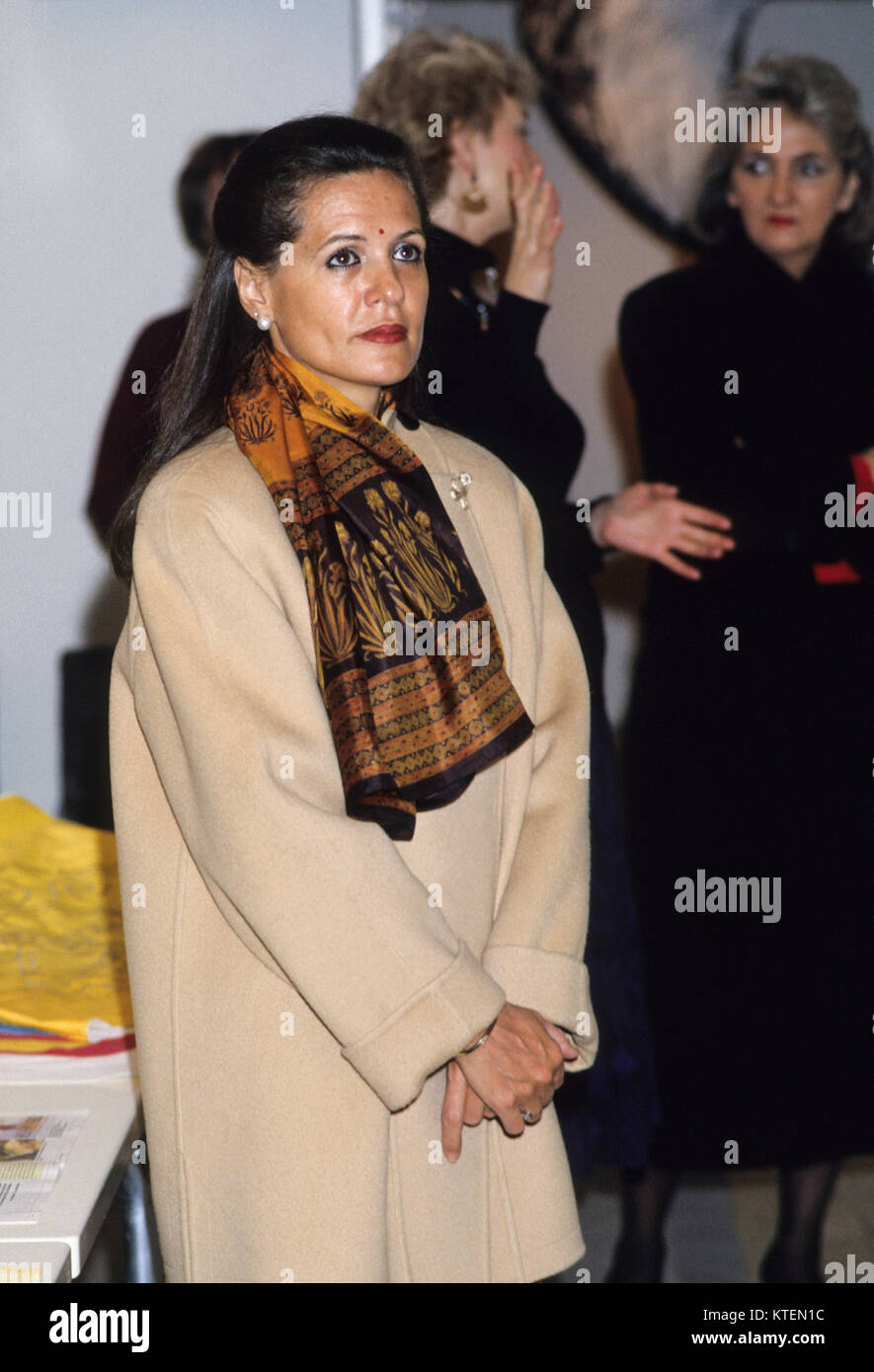 SONYA GANDHI né italien femme à l'homme politique indien Rajiv lors d'une visite à Stockholm 1988 Banque D'Images