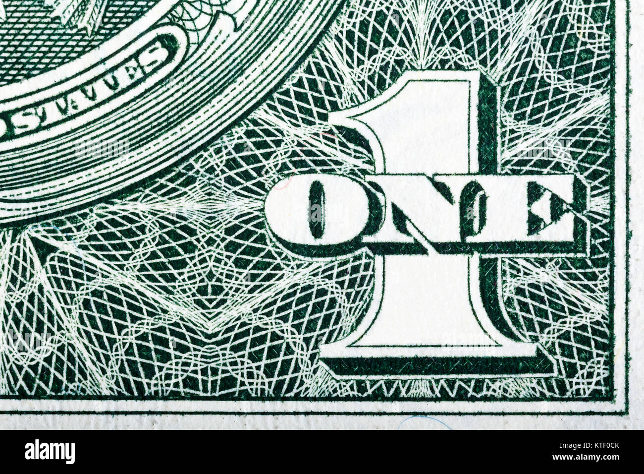 Détails du projet de loi dans l'un dollar américain. Banque D'Images