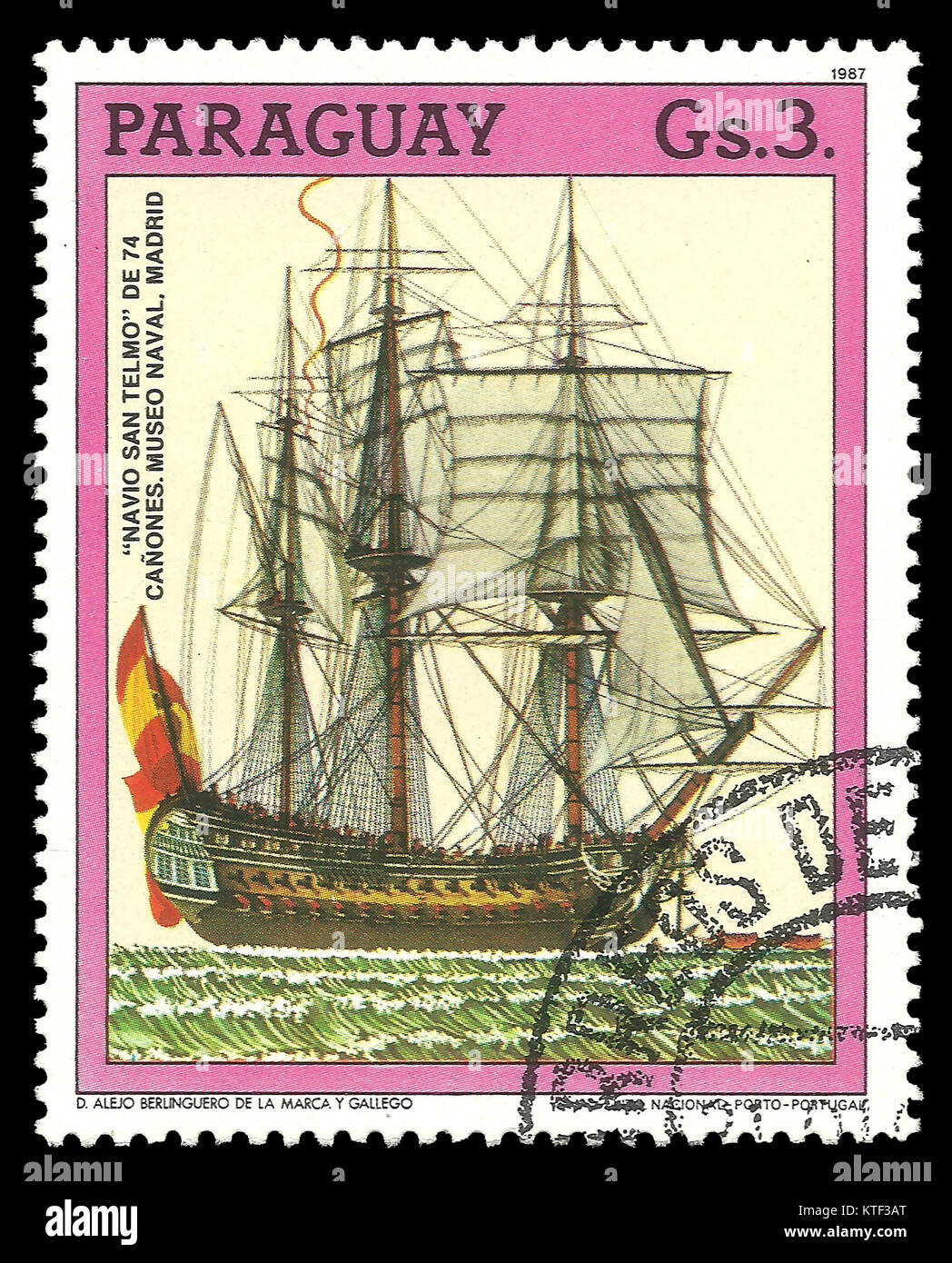 Paraguay - timbres en 1987 : Couleur edition le 500e anniversaire de la découverte de l'Amérique, montre Battleship San Telmo Banque D'Images