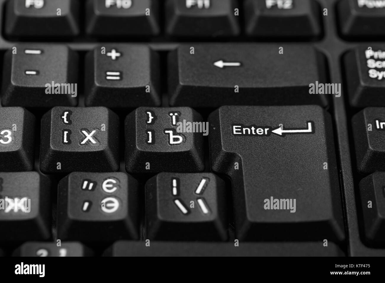 Saisie au clavier bouton close-up, vue du dessus Banque D'Images