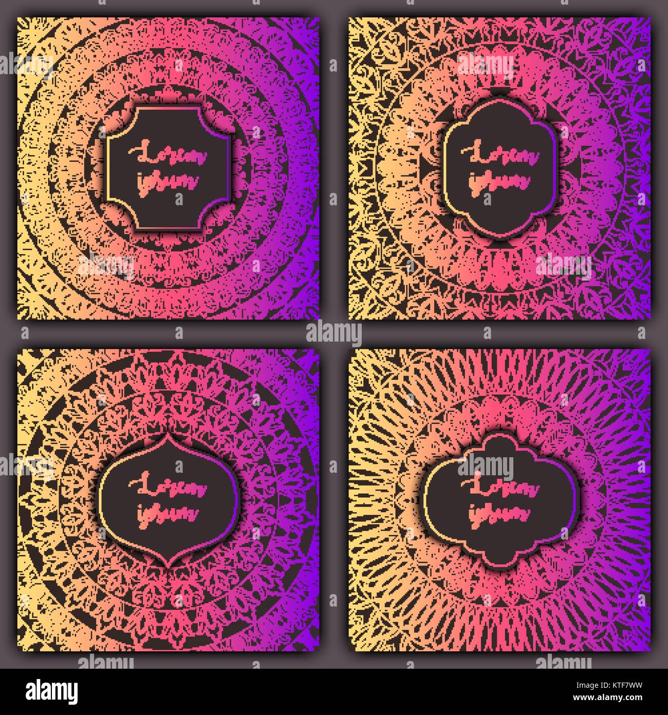 Jeu de cartes de base du mandala. Luxe Vintage éléments lumineux. Vector retro décoratifs invitation carte de vœux ou design. Illustration de Vecteur