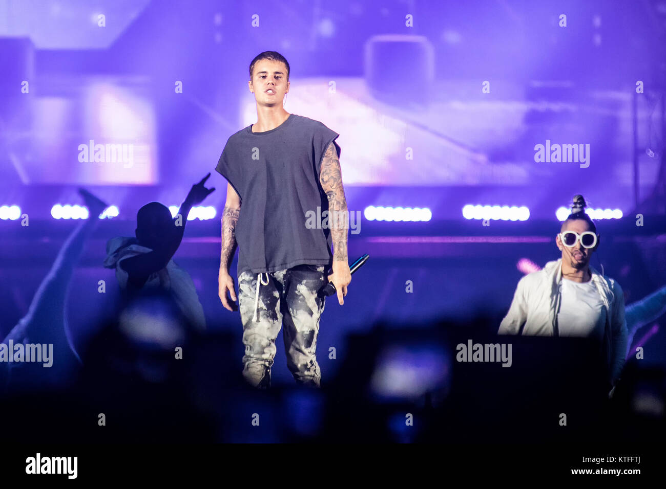 Le chanteur et compositeur canadien Justin Bieber effectue un concert live à Telenor Arena d'Oslo. Le concert a été une partie de l'objet World Tour 2016. La Norvège, 23/09 2016. Banque D'Images