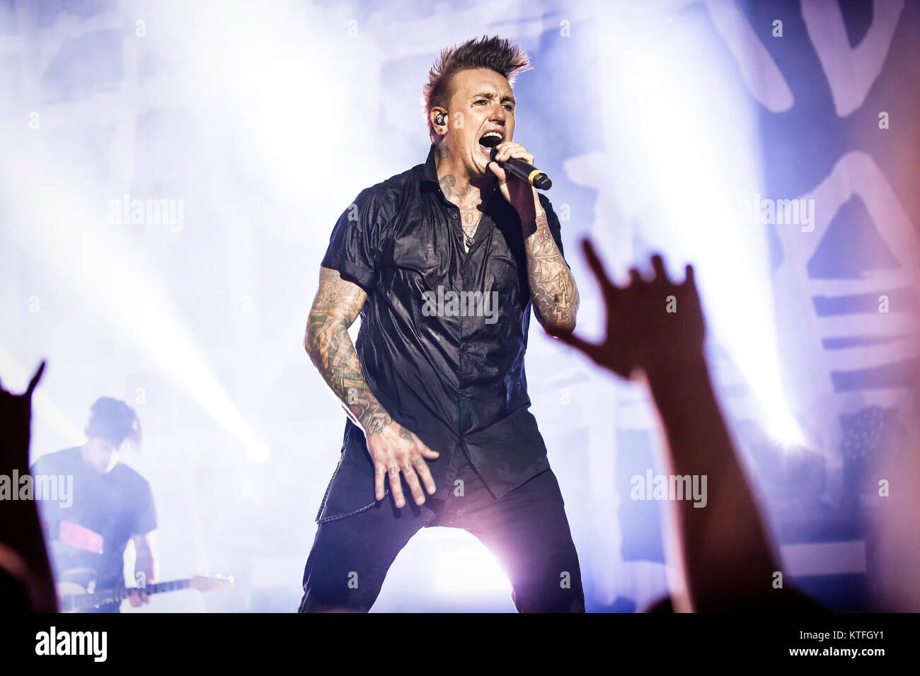 Norvège, Oslo - 23 octobre, 2017. Le groupe de metal américain de rock Papa Roach effectue un concert live de la Rockefeller à Oslo. Le chanteur Jacoby Shaddix ici est vu sur scène. (Photo crédit : Gonzales Photo - Terje Dokken). Banque D'Images