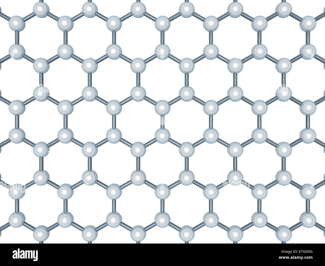 La structure de la couche de graphène, vue du dessus. Treillis hexagonal d'atomes de carbone isolé sur fond blanc, le rendu 3d illustration Banque D'Images