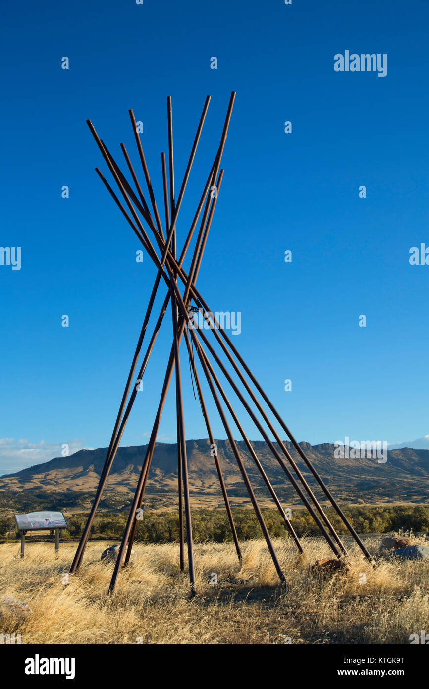 Tipi sculpture, site d'interprétation Fort Parker, Montana Banque D'Images