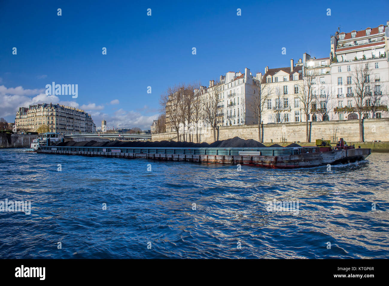 Plate-forme bateau sur Seine à Paris, France Banque D'Images
