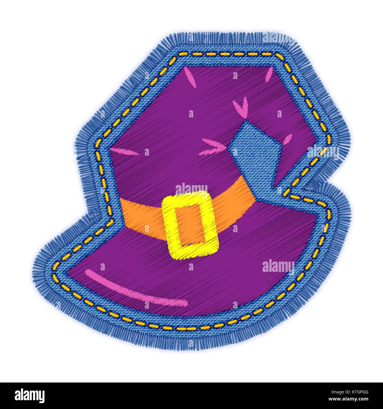 Halloween chapeau de broderie. Vector illustration graphique d'impression couleur. L'élément décoratif pour la couture, patch, un insigne, un autocollant, web design. Patter Illustration de Vecteur