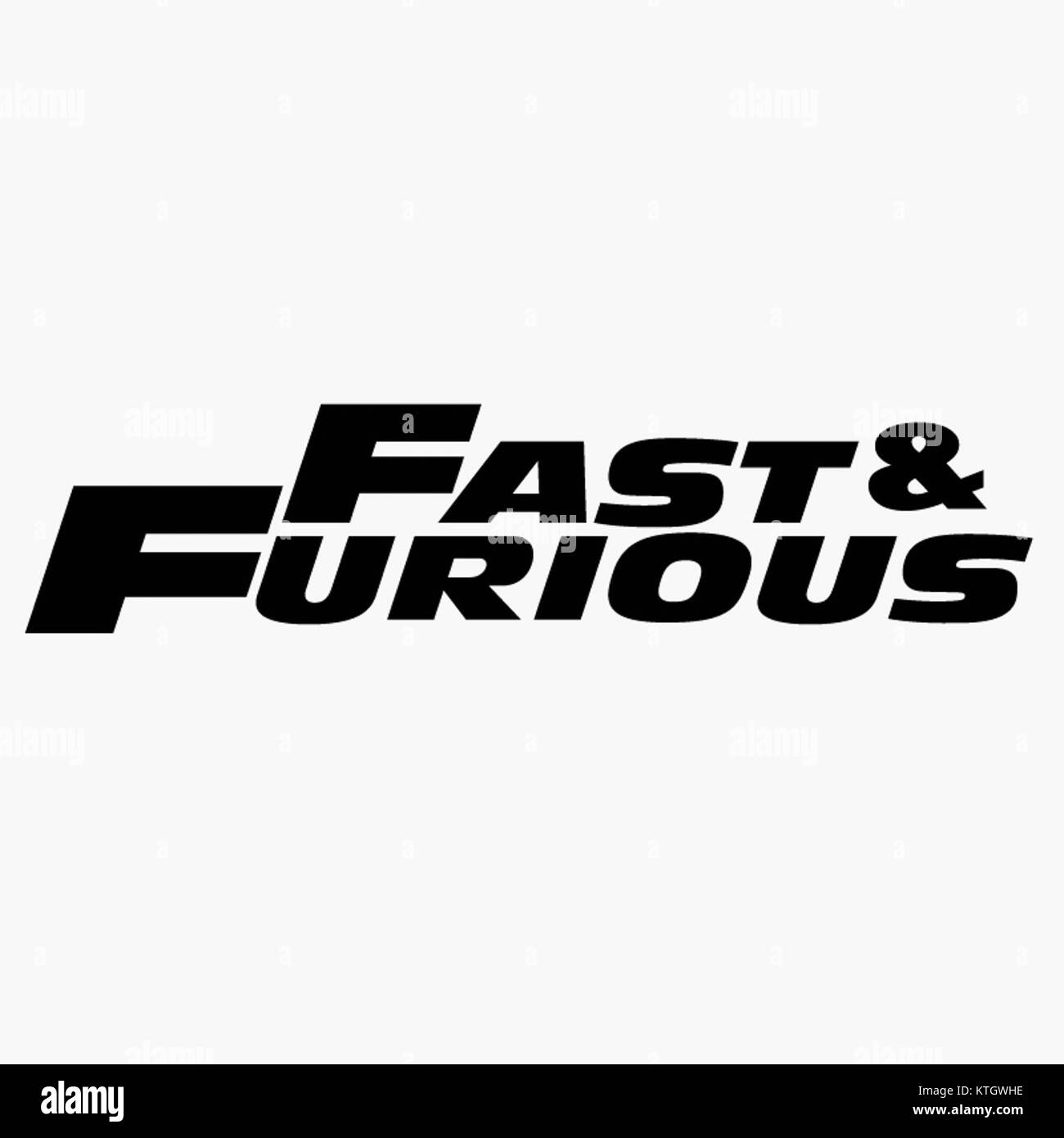 La franchise Fast & Furious est une série populaire de films d'action centrés sur les poursuites et les vols de voitures à grande vitesse. Le logo représente les thèmes de la franchise de vitesse, d'action et de camaraderie. Banque D'Images
