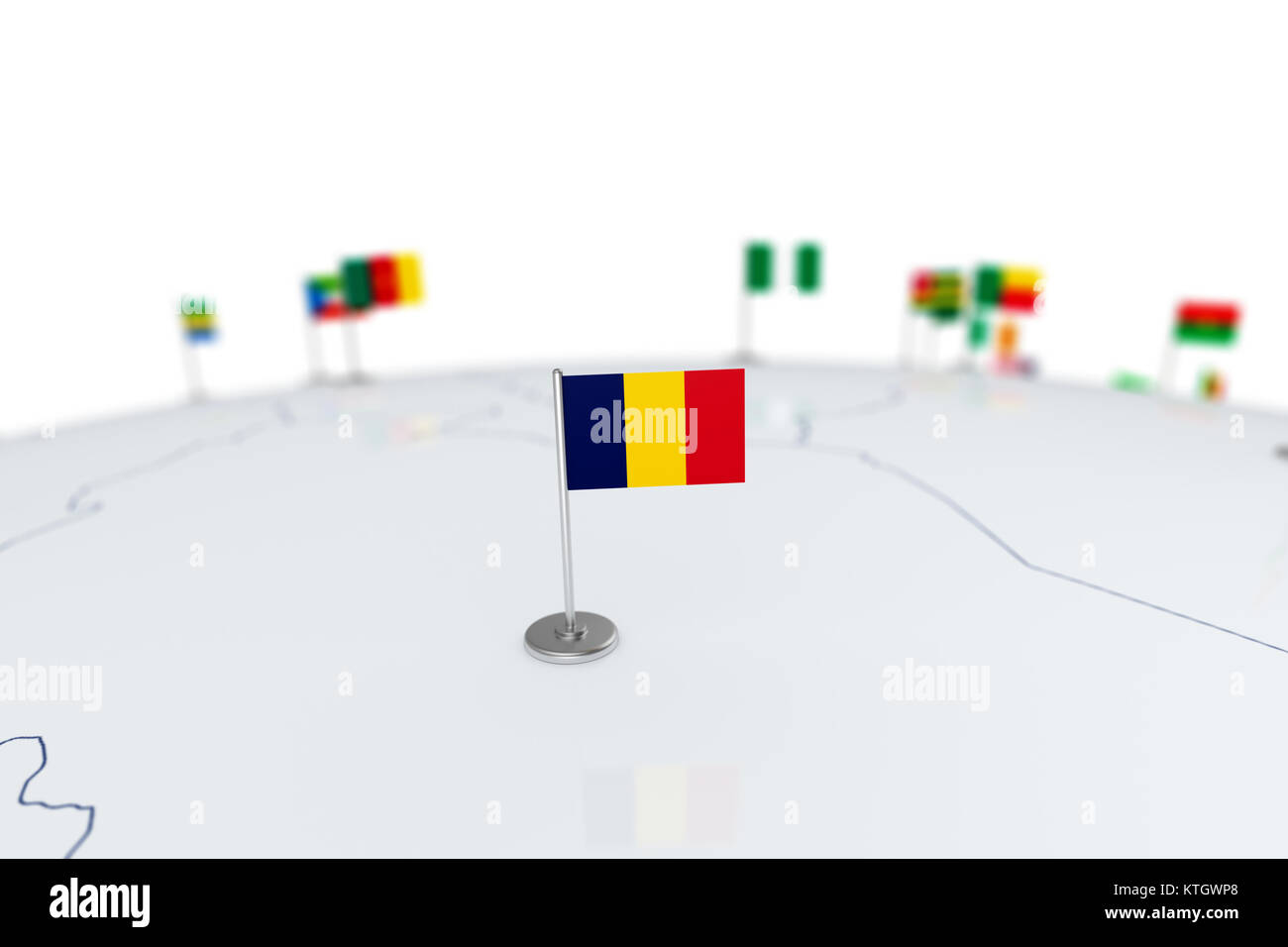 Tchad Drapeau Drapeau Du Pays Avec Mât De Chrome Sur La