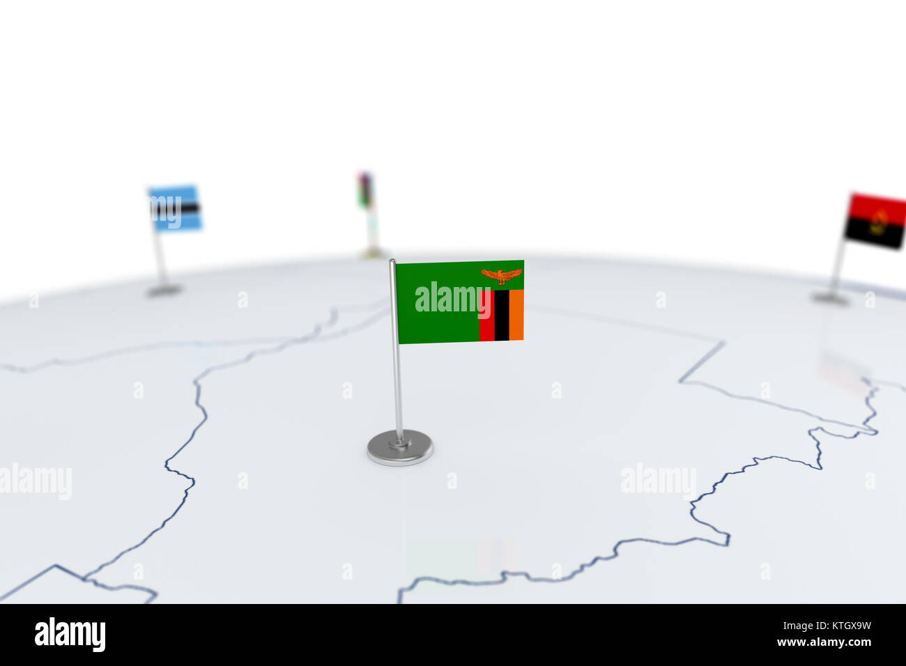 La Zambie Drapeau Drapeau Du Pays Avec Mât De Chrome Sur La