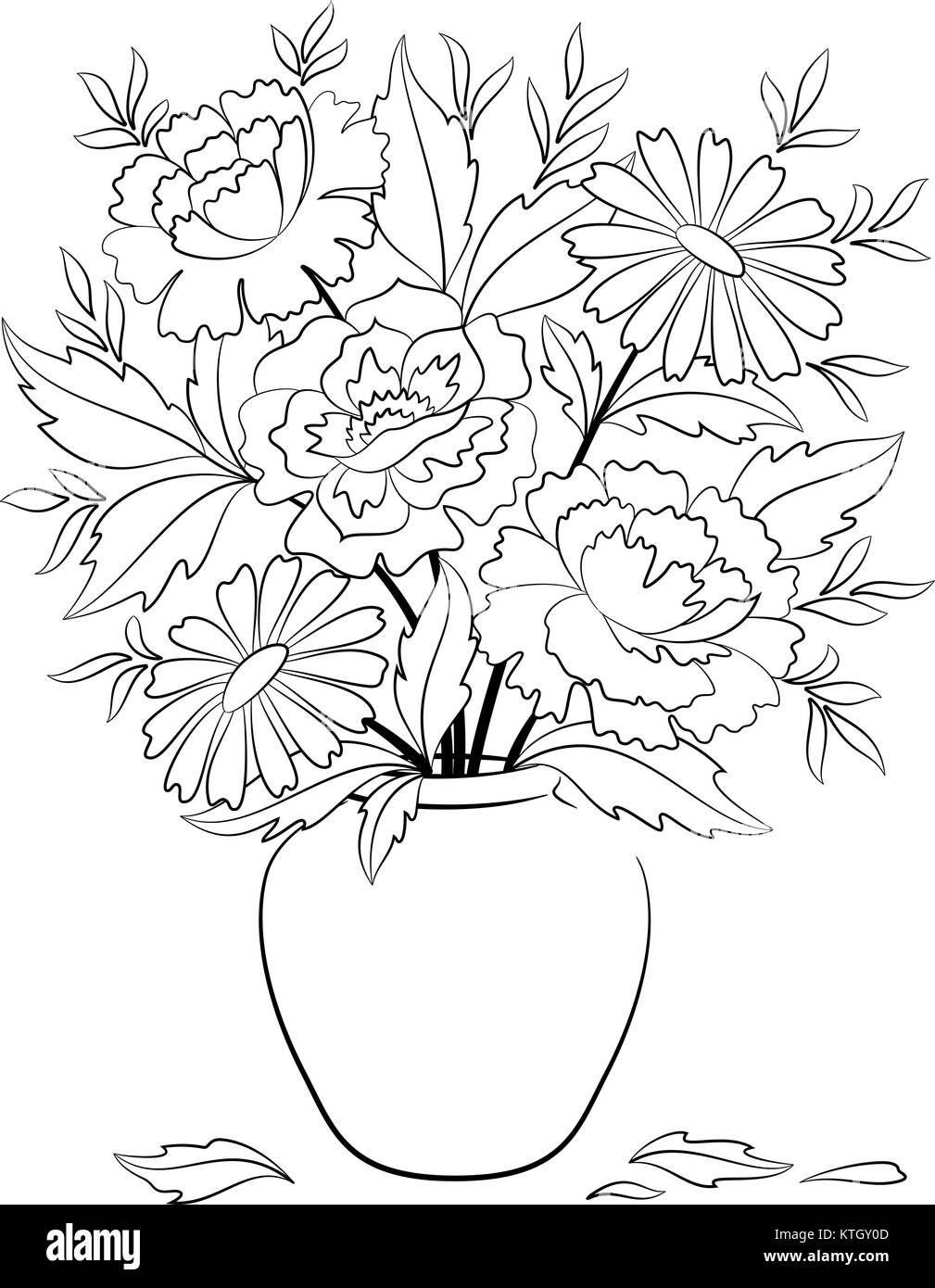 Vase avec fleurs de contours Illustration de Vecteur