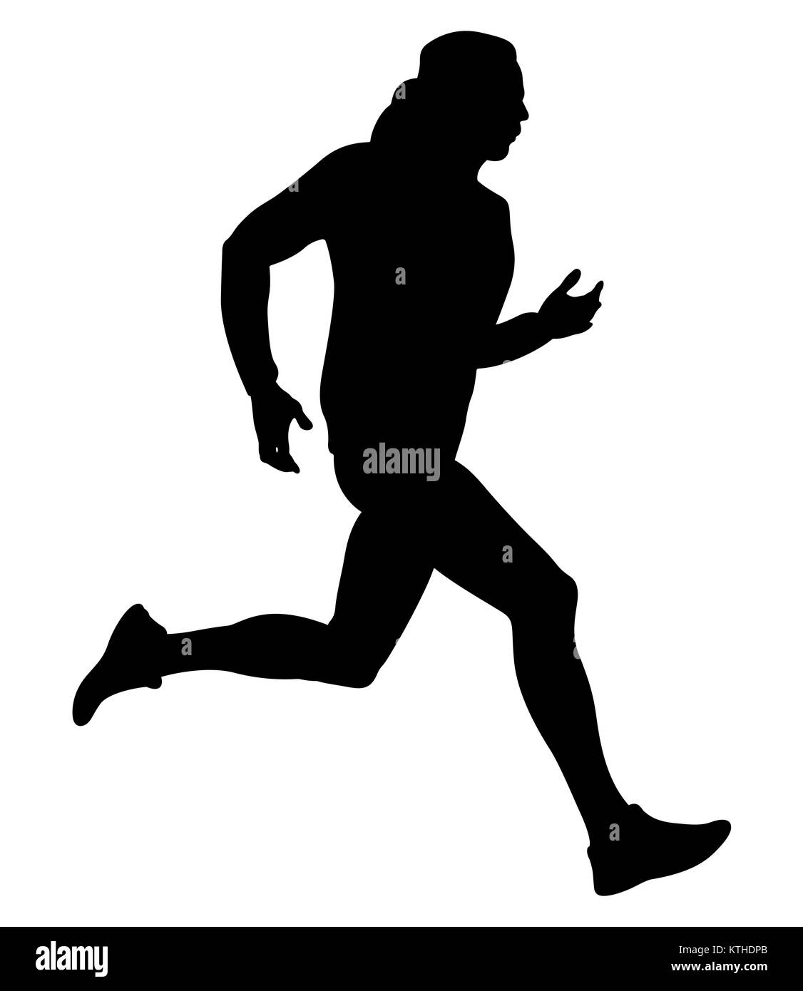 Les hommes sportif runner silhouette noire vector illustration Banque D'Images