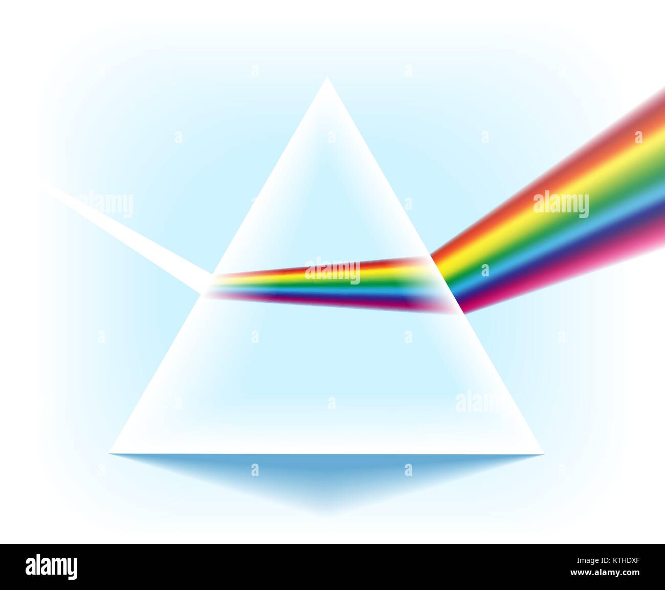 Prisme du spectre. Pyramide triangulaire en verre avec effet de dispersion de lumière optique isolé sur fond blanc, vector illustration Illustration de Vecteur