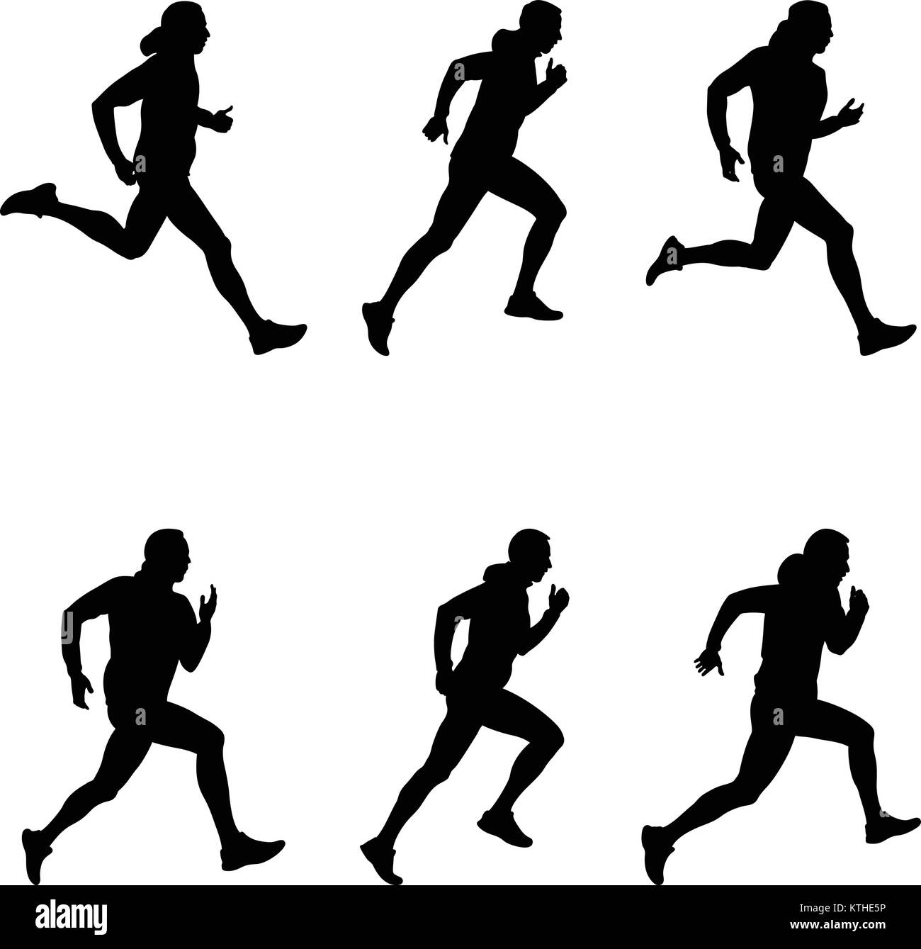 Les hommes ensemble runner silhouette noire vector illustration Illustration de Vecteur