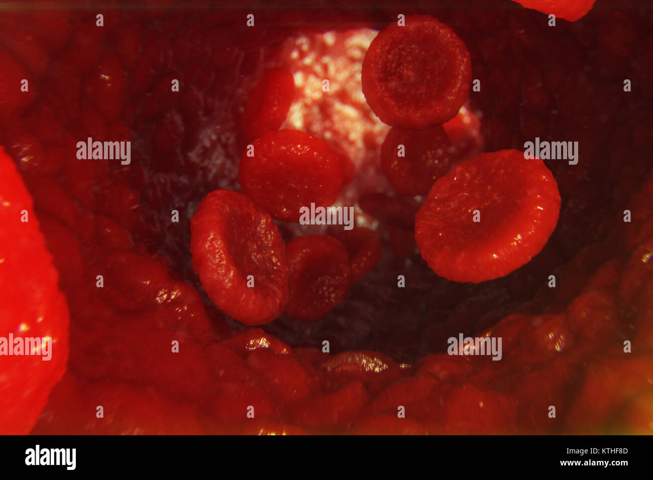 Illustration 3D dans les cellules rouges du sang d'idées. Les globules rouges en débit navire. médecine concept de soins de santé. Banque D'Images