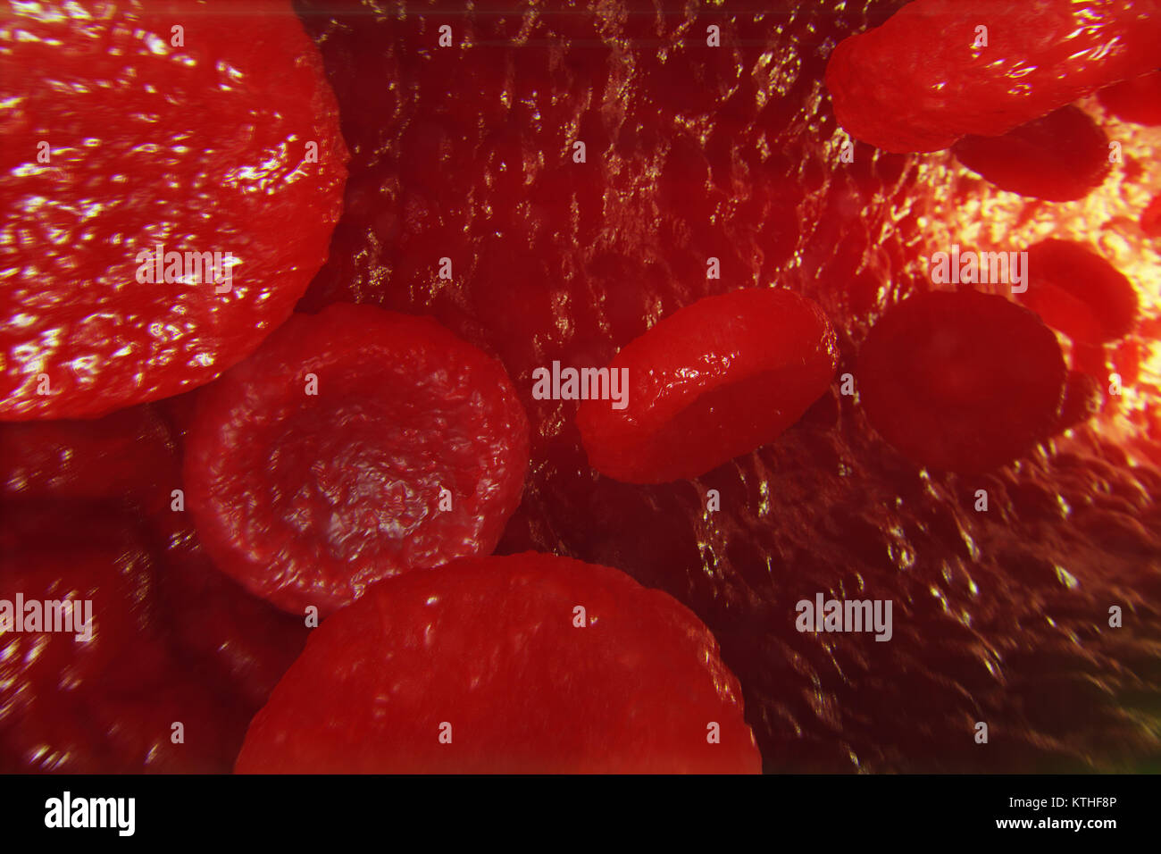 Illustration 3D dans les cellules rouges du sang d'idées. Les globules rouges en débit navire. médecine concept de soins de santé. Banque D'Images
