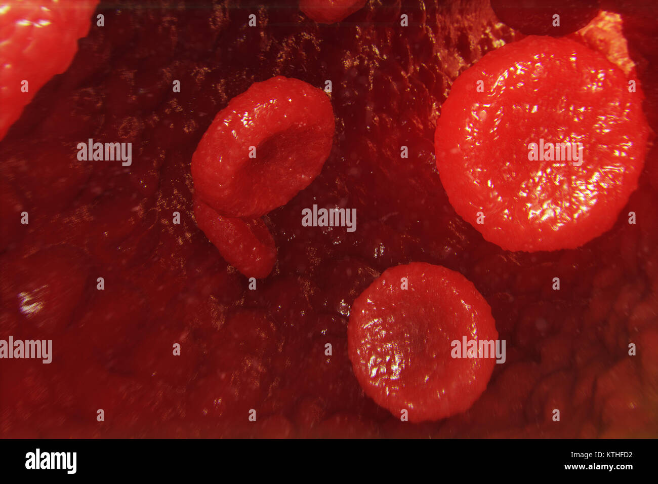 Illustration 3D dans les cellules rouges du sang d'idées. Les globules rouges en débit navire. médecine concept de soins de santé. Banque D'Images