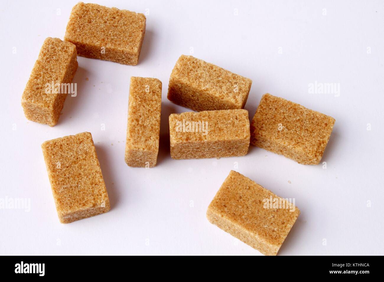 Brown Sugar cubes, vue du dessus Banque D'Images