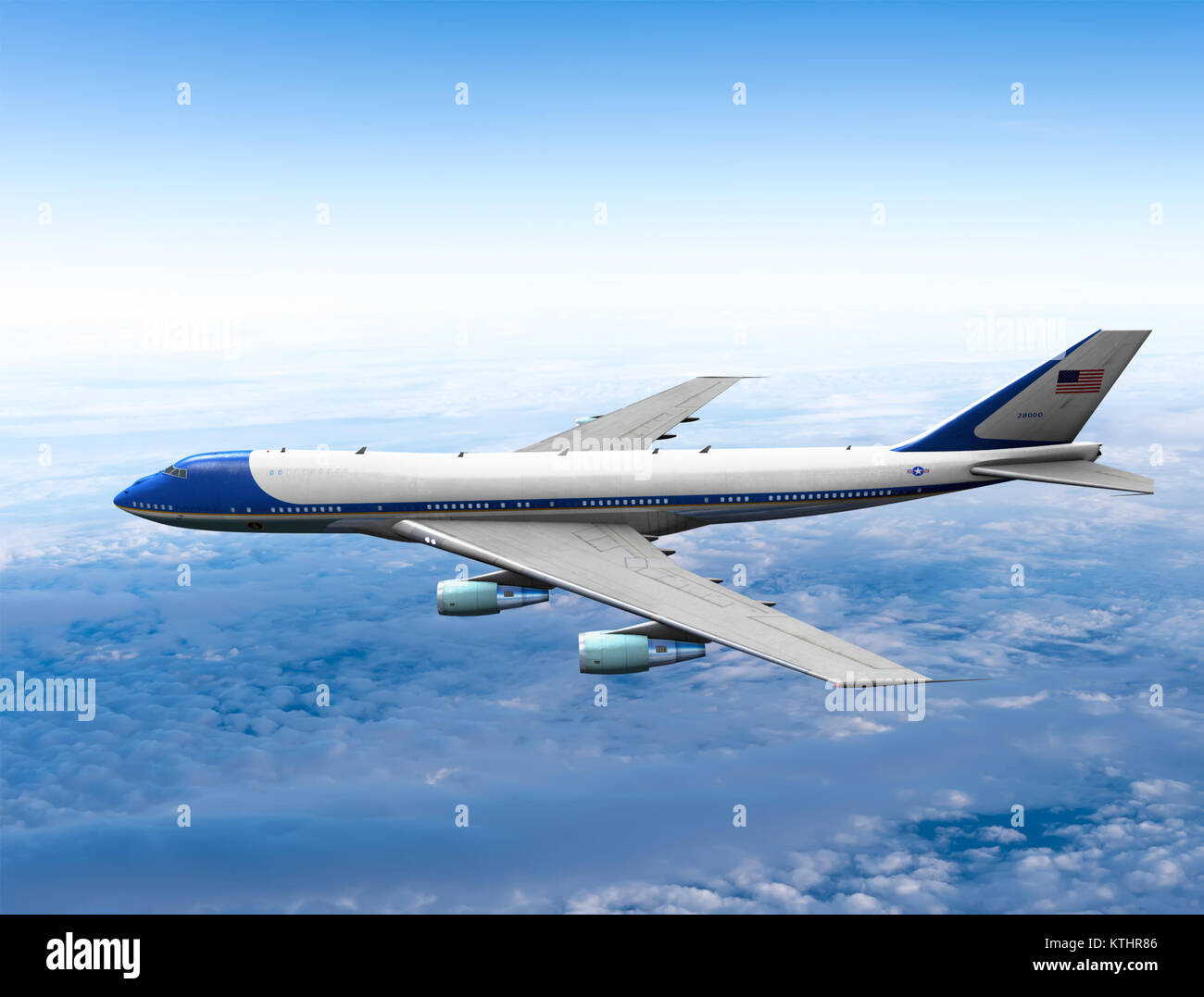 Vol d'un avion dans le ciel contre ciel nuageux background Banque D'Images