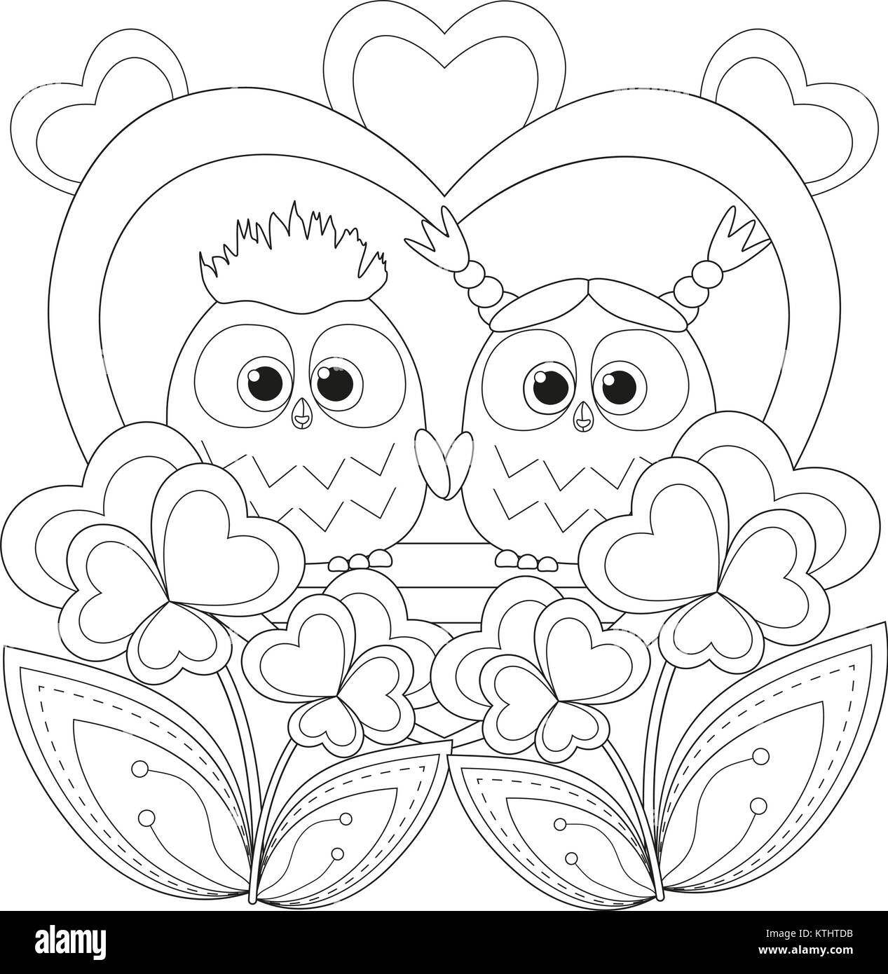 Valentine day affiche noir et blanc avec un couple. Illustration de Vecteur