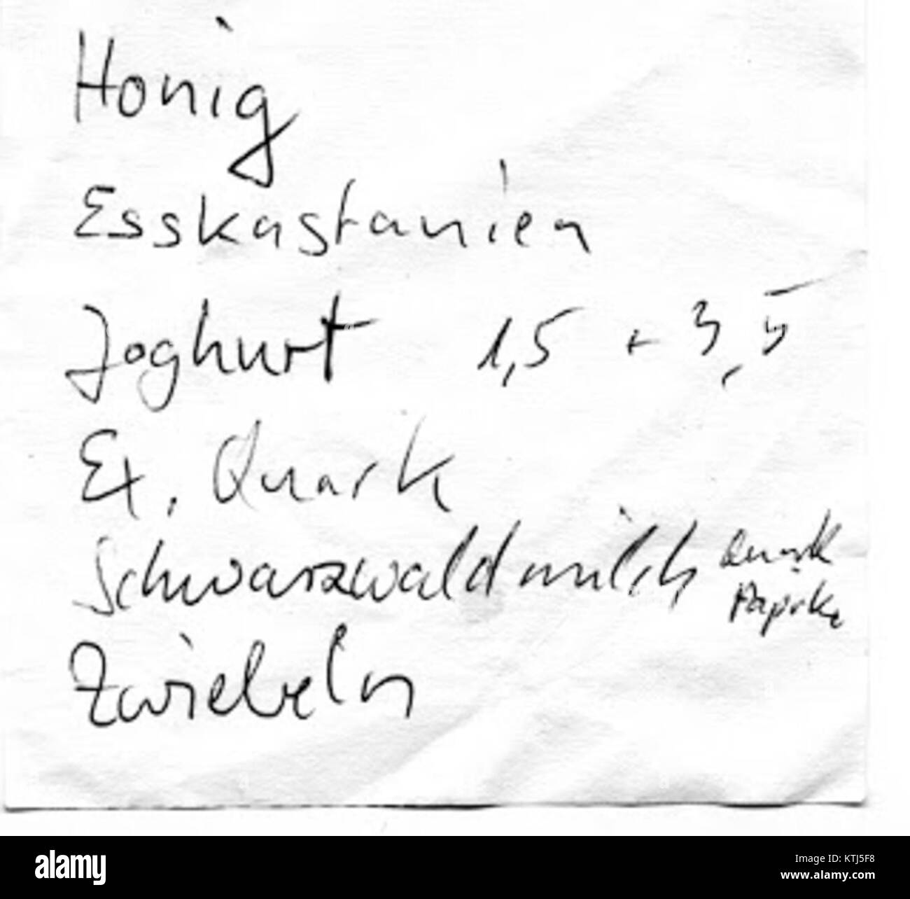 Einkaufszettel d c2011 est une liste de courses allemande de 2011, reflétant les achats courants des ménages et un aperçu de la vie quotidienne de cette année-là. Banque D'Images