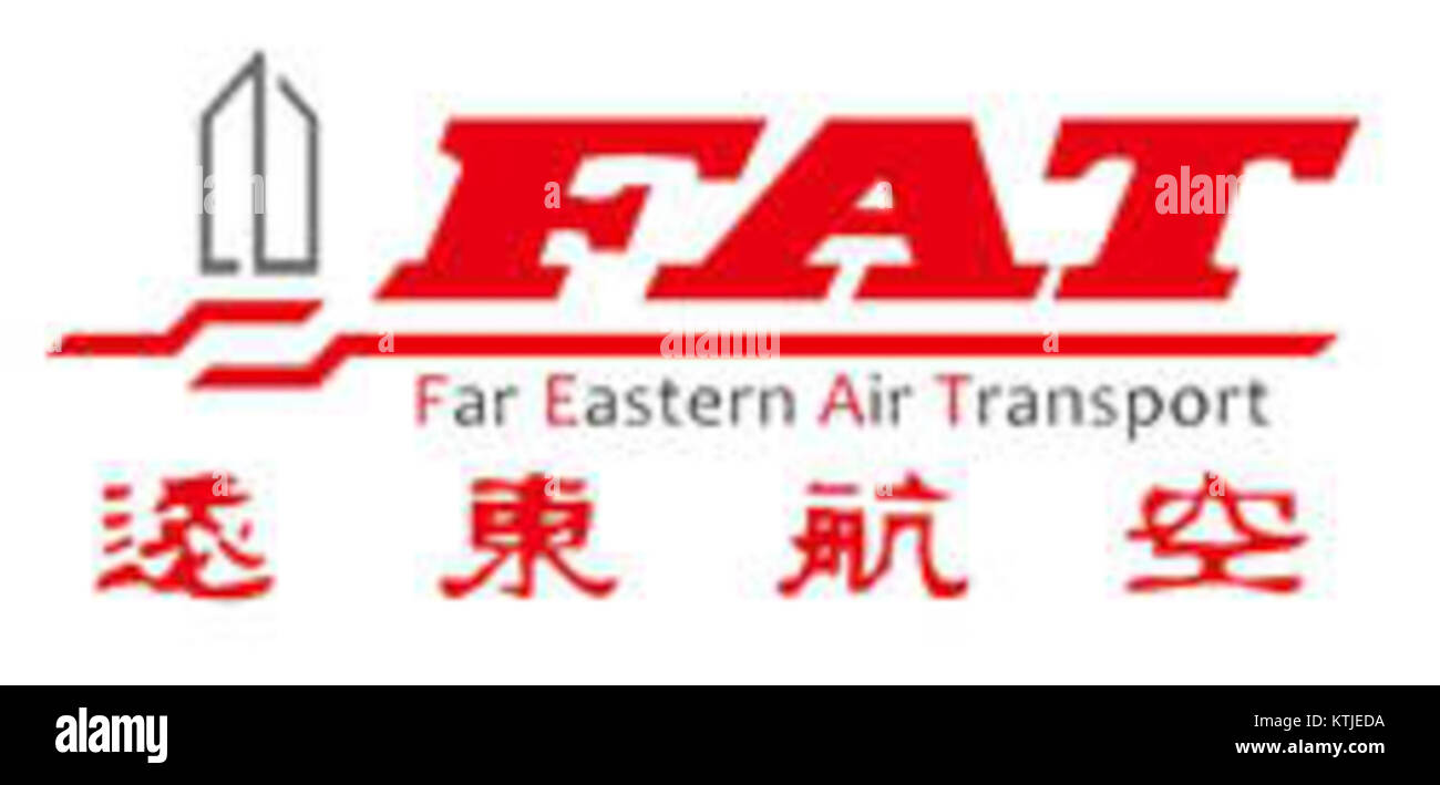 Image du logo de Far Eastern Air transport, avec un dessin stylisé de couleurs rouge, argent, marron, blanc et noir, incorporant diverses formes géométriques. Banque D'Images