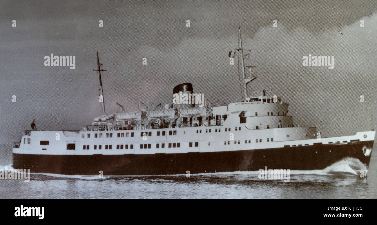 Le Ben My Chree, un traversier à passagers, est photographié lors de ses essais en mer, testant sa navigabilité et ses performances dans des conditions maritimes avant d'entrer en service. Banque D'Images
