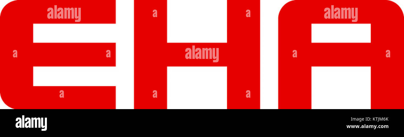 Cette image montre le logo de l'Association européenne de handball (EHA), une organisation dédiée à la supervision du sport du handball en Europe. Banque D'Images