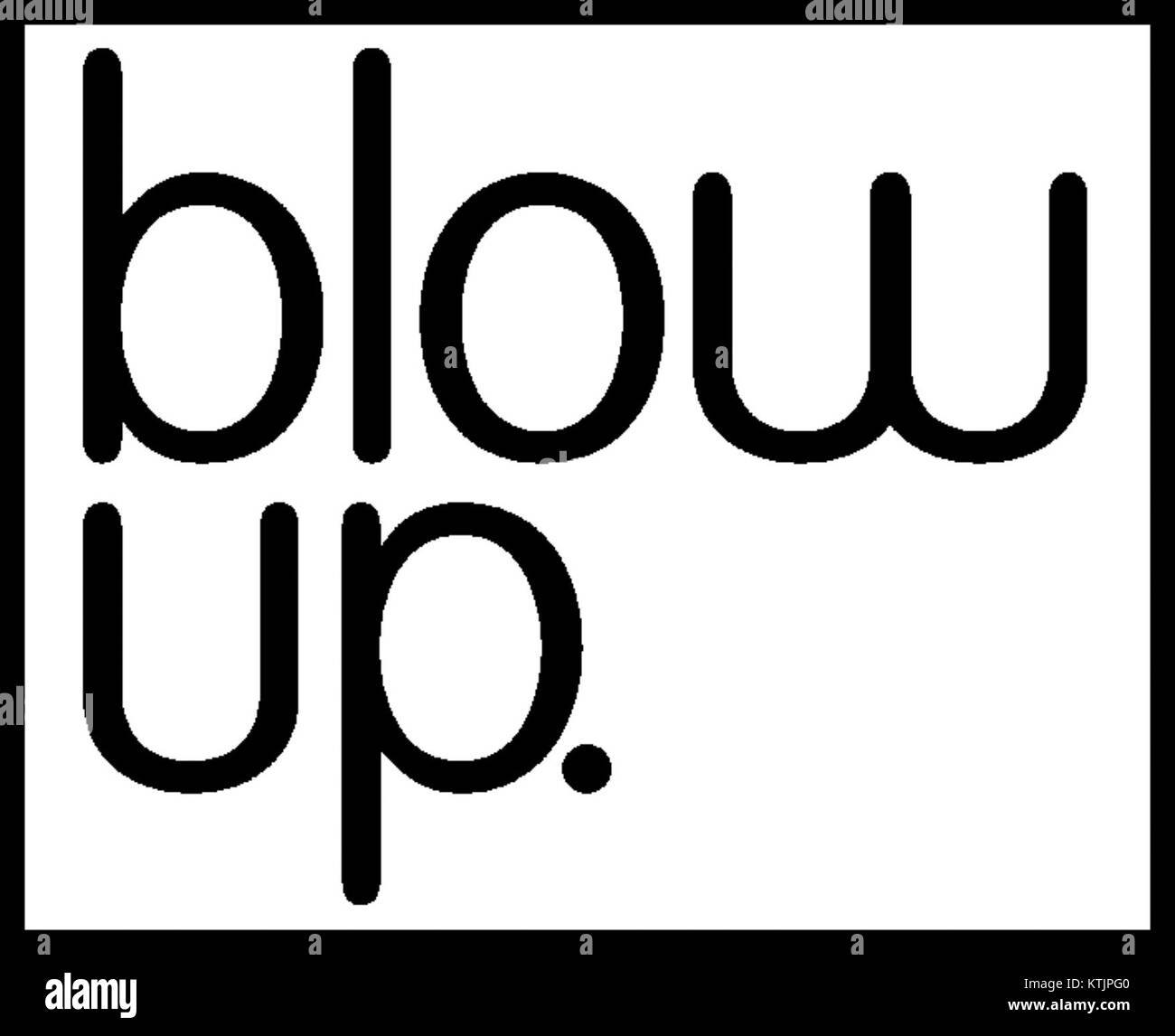 Il s'agit d'un logo représentant le film *Blow-up*, un thriller mystère italo-britannique de 1966 réalisé par Michelangelo Antonioni. Le logo représente les thèmes de perception et de réalité du film. Banque D'Images