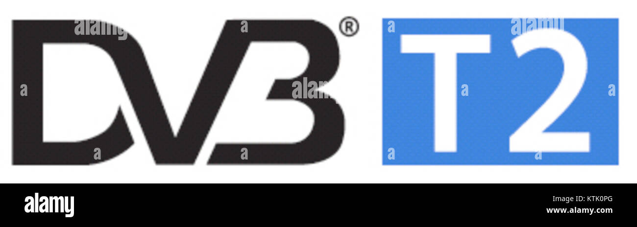 DVB-T2 (Digital Video Broadcasting â€“ second Generation Terrestrial) est une norme de diffusion pour la télévision numérique terrestre. Il succède à la DVB-T et offre une qualité de signal améliorée et une utilisation plus efficace du spectre. Banque D'Images
