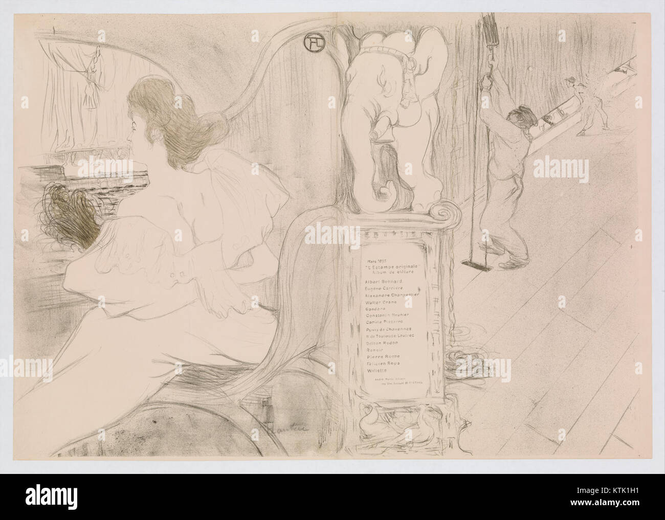 'Au rideau (au rideau)' est une peinture de la collection MET. Il représente une scène dramatique au théâtre, capturant un moment de tension et d'anticipation alors que le rideau est sur le point de se lever. La peinture reflète les styles artistiques de la fin du XIXe siècle et l'importance culturelle du théâtre à cette époque. Banque D'Images