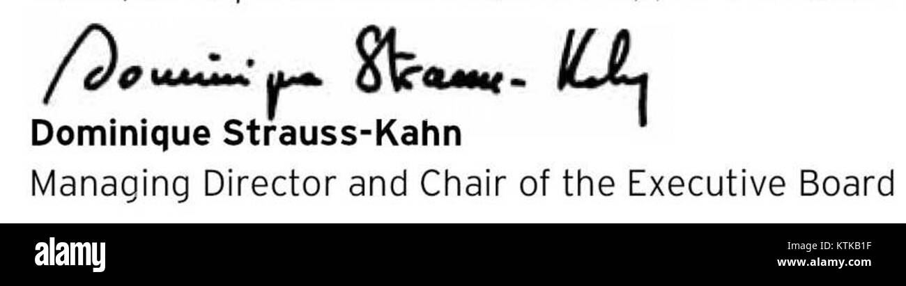 Dominique Strauss Kahn Signature Banque D'Images