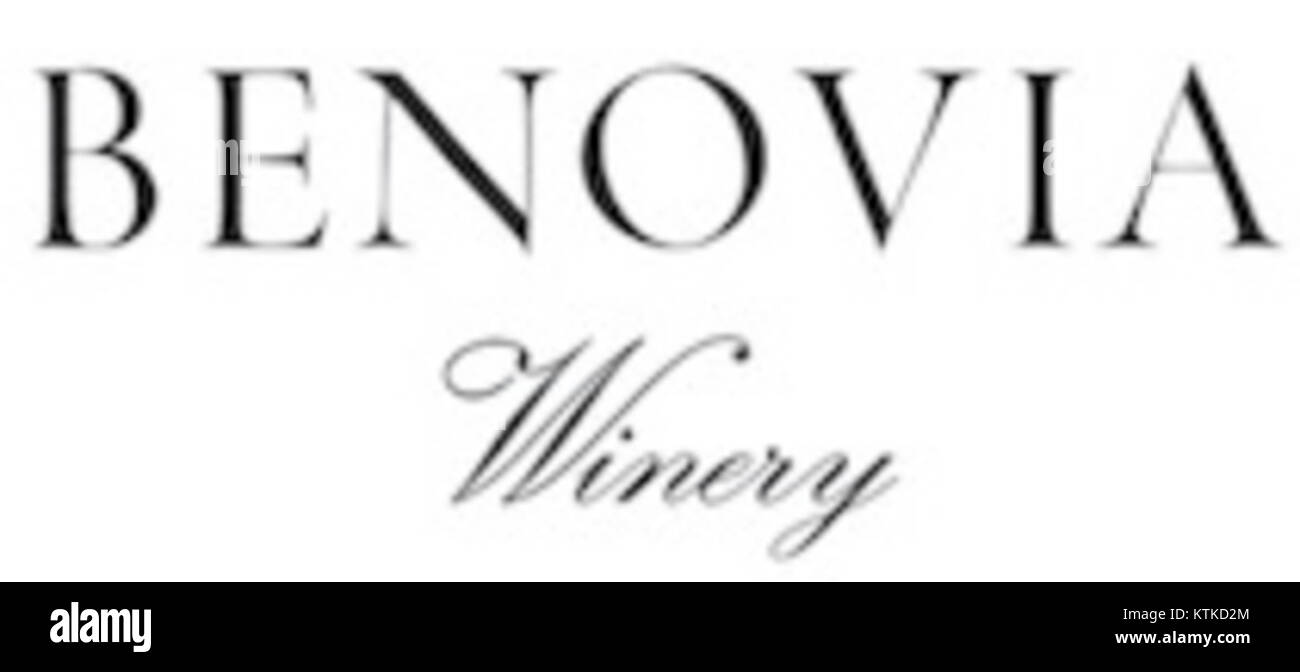 Benovia est un vignoble renommé situé dans le comté de Sonoma, en Californie. Le logo Benovia représente l’engagement de la marque envers la production de vin de haute qualité et son accent sur les vignobles haut de gamme et les pratiques durables. Banque D'Images