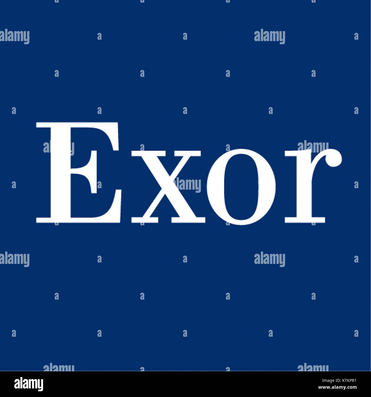 Le logo d'Exor NV, une société d'investissement dont le siège social se trouve aux pays-Bas, connue pour détenir des parts importantes dans de grandes entreprises mondiales telles que Fiat Chrysler automobiles et Juventus F.C. Banque D'Images