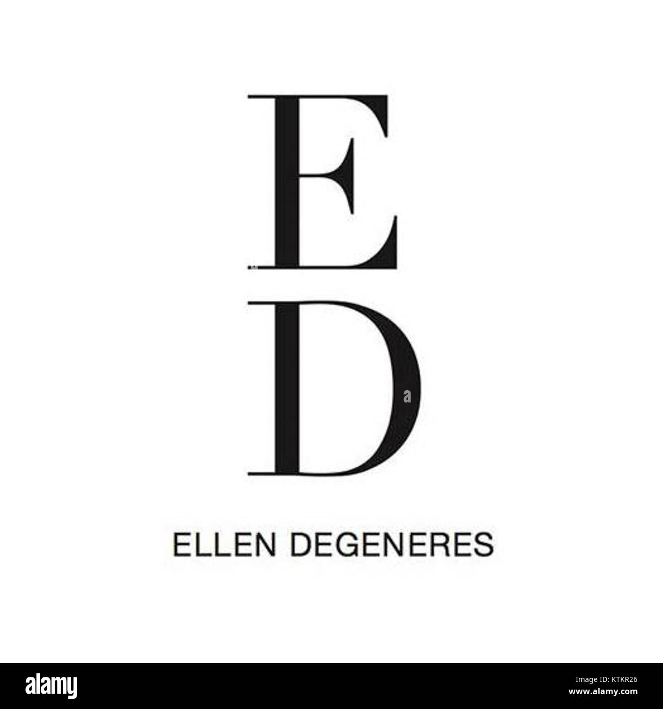 Le logo ED Ellen DeGeneres représente la marque lifestyle créée par la comédienne et animatrice de télévision Ellen DeGeneres. Le logo symbolise la mode moderne et accessible avec un design décontracté et chic. Banque D'Images