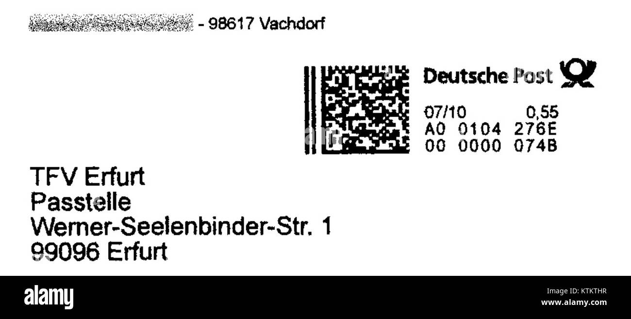 Le timbre Allemagne INTERNETMARKE, introduit au début du 21ème siècle, représente un système d'affranchissement numérique qui permet aux utilisateurs d'acheter des timbres en ligne pour affranchir en Allemagne. Banque D'Images