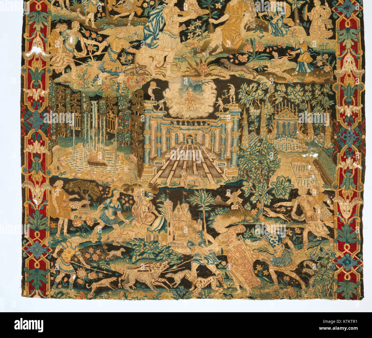 L'œuvre 'Atalanta et Meleager avec les fontaines de Versailles' dépeint l'histoire mythologique d'Atalanta et Meleager avec pour toile de fond les grandes fontaines de Versailles, mettant en évidence la mythologie classique et le baroque français Banque D'Images