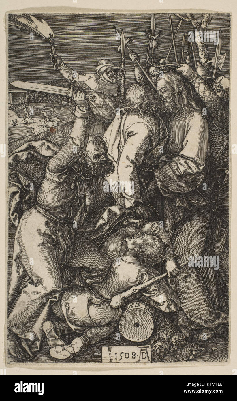 *Betrayal of Christ* est une œuvre d'art de la série passion, représentant le moment de la trahison de Christ. La pièce fait partie de la collection MET et met en lumière des moments clés du récit passion dans la tradition chrétienne. Banque D'Images