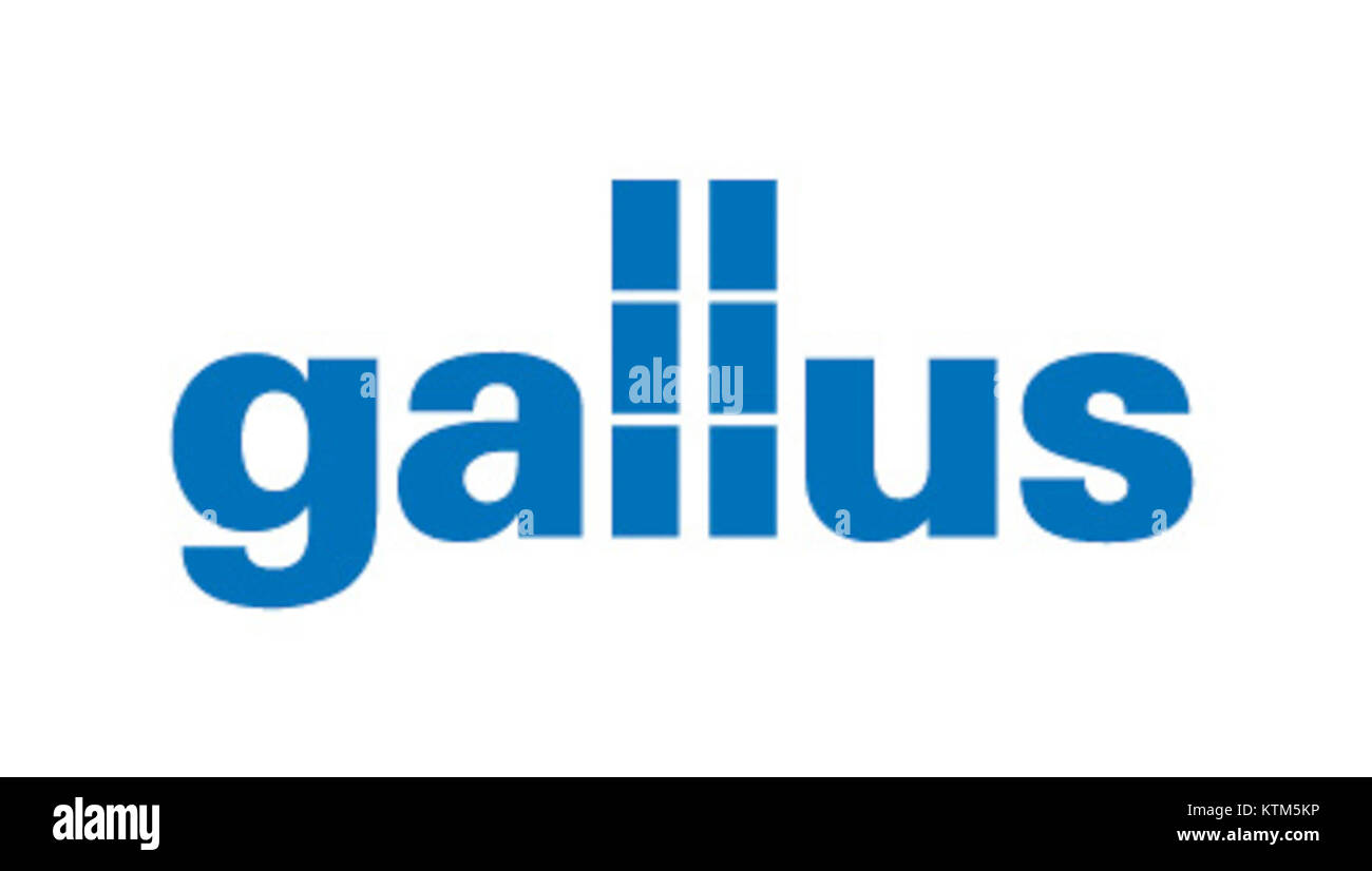 Logo identifié sous le nom de Gallus logo 25, axé sur les éléments visuels et de marque associés à ce design particulier. Banque D'Images