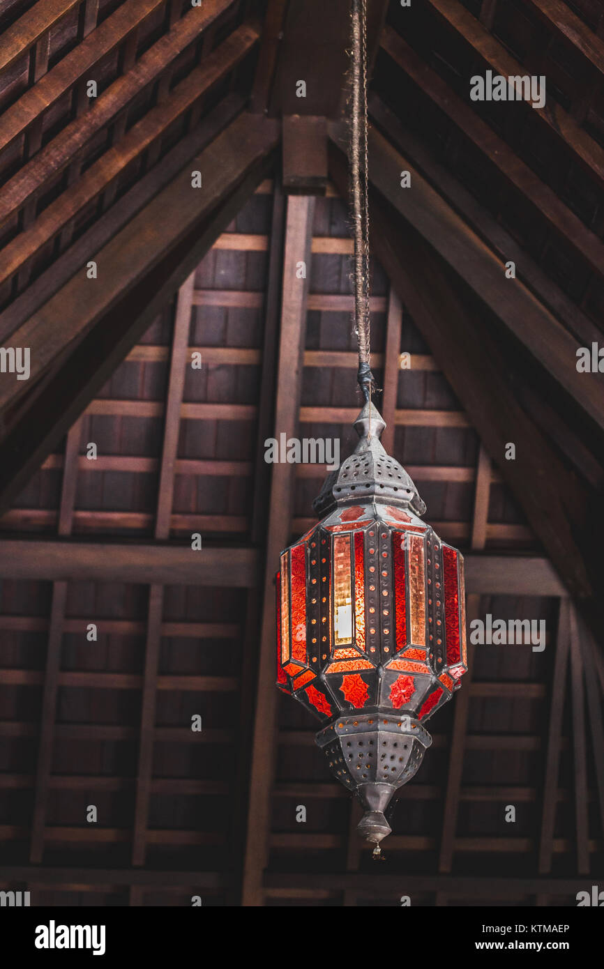 Style ancien Maroc lustre en verre Vitrail Banque D'Images